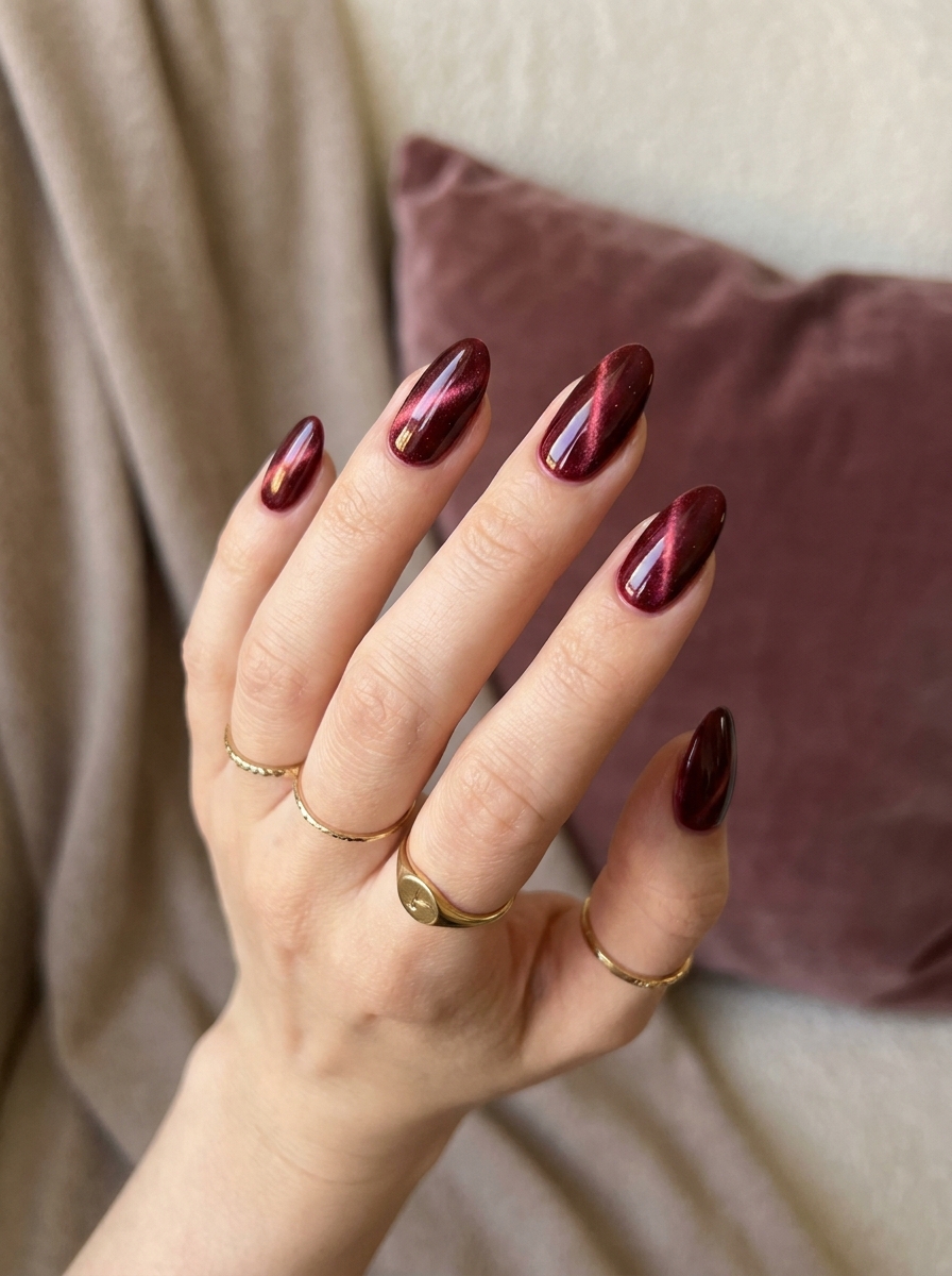 Bordeaux Cat Eye Nägel